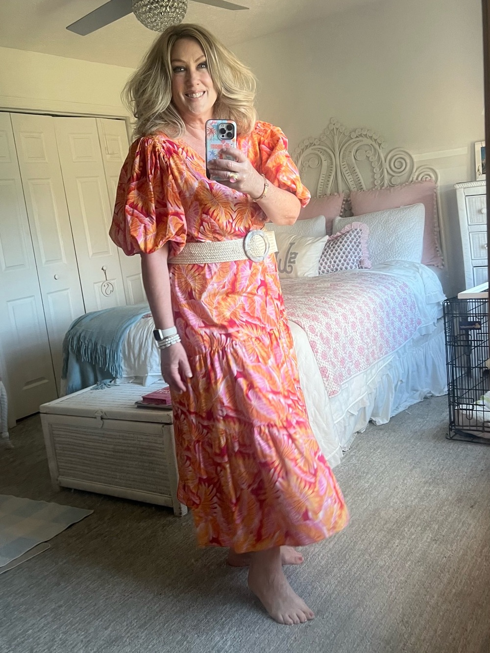 Gibson Latimer Hot Pink & Orange Tropical Sundress XL